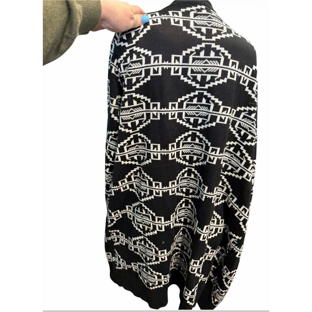 Allegra Black and White Tribal print Open Cardigan Sweater women’s Plus Size 3X - Picture 5 of 8